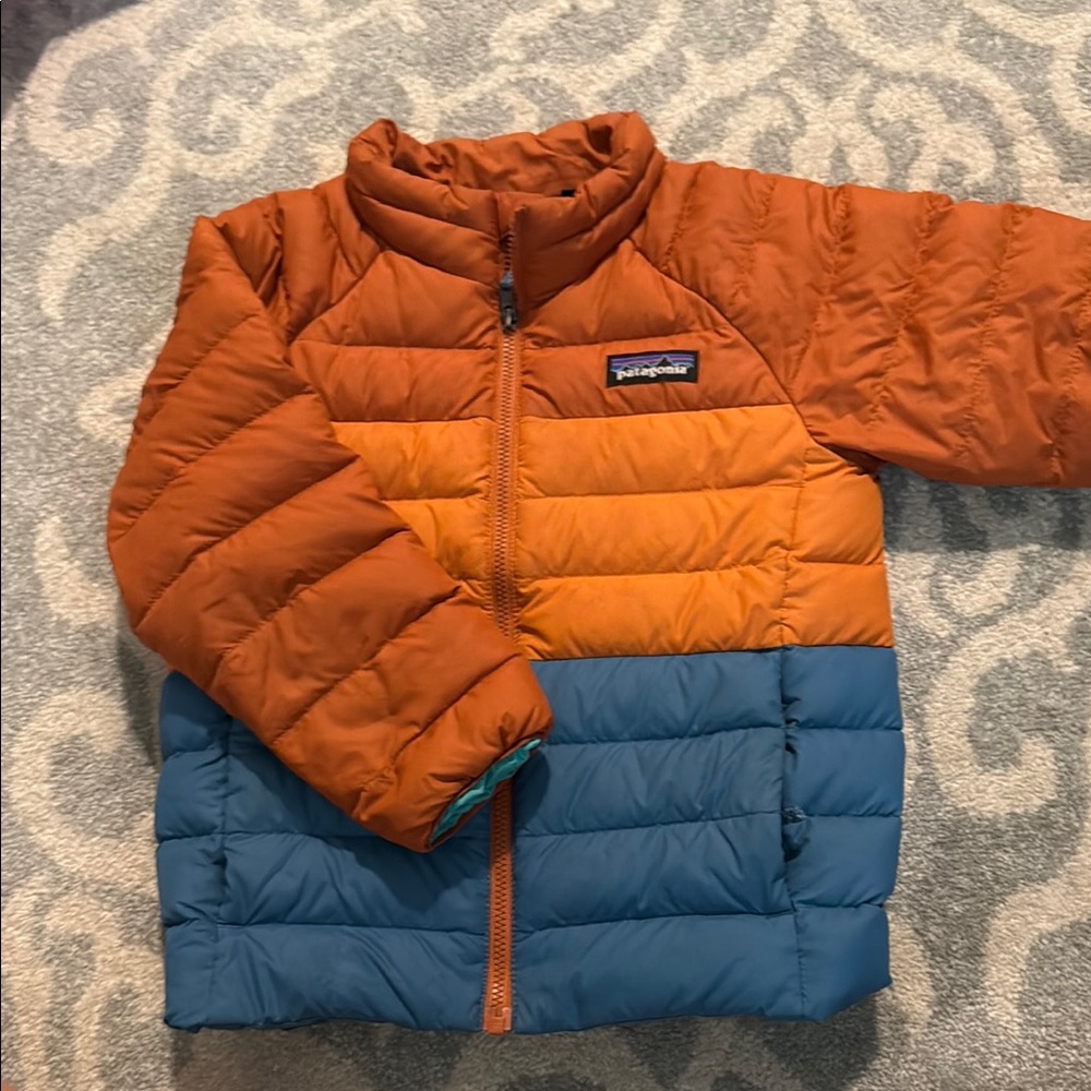 Patagonia Kids' Orange and Blue Puffer Jacket